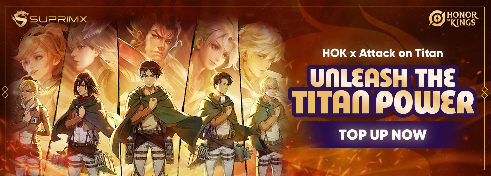Honor of Kings x Attack on Titan top up banner